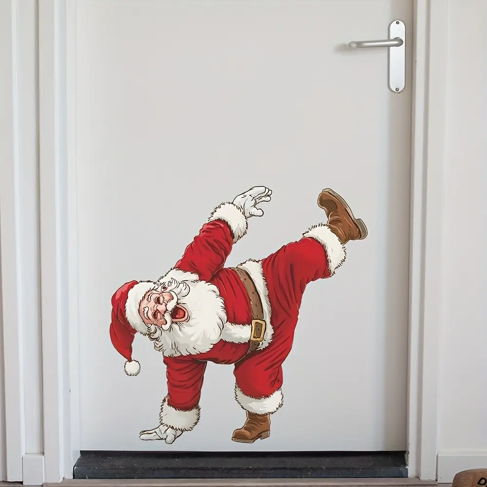 Christmas Santa Wall Sticker for Glass, Waterproof Material Self-Adhesive PVC Christmas Decal, Classic Fun Design, Perfect for Holiday Decorations