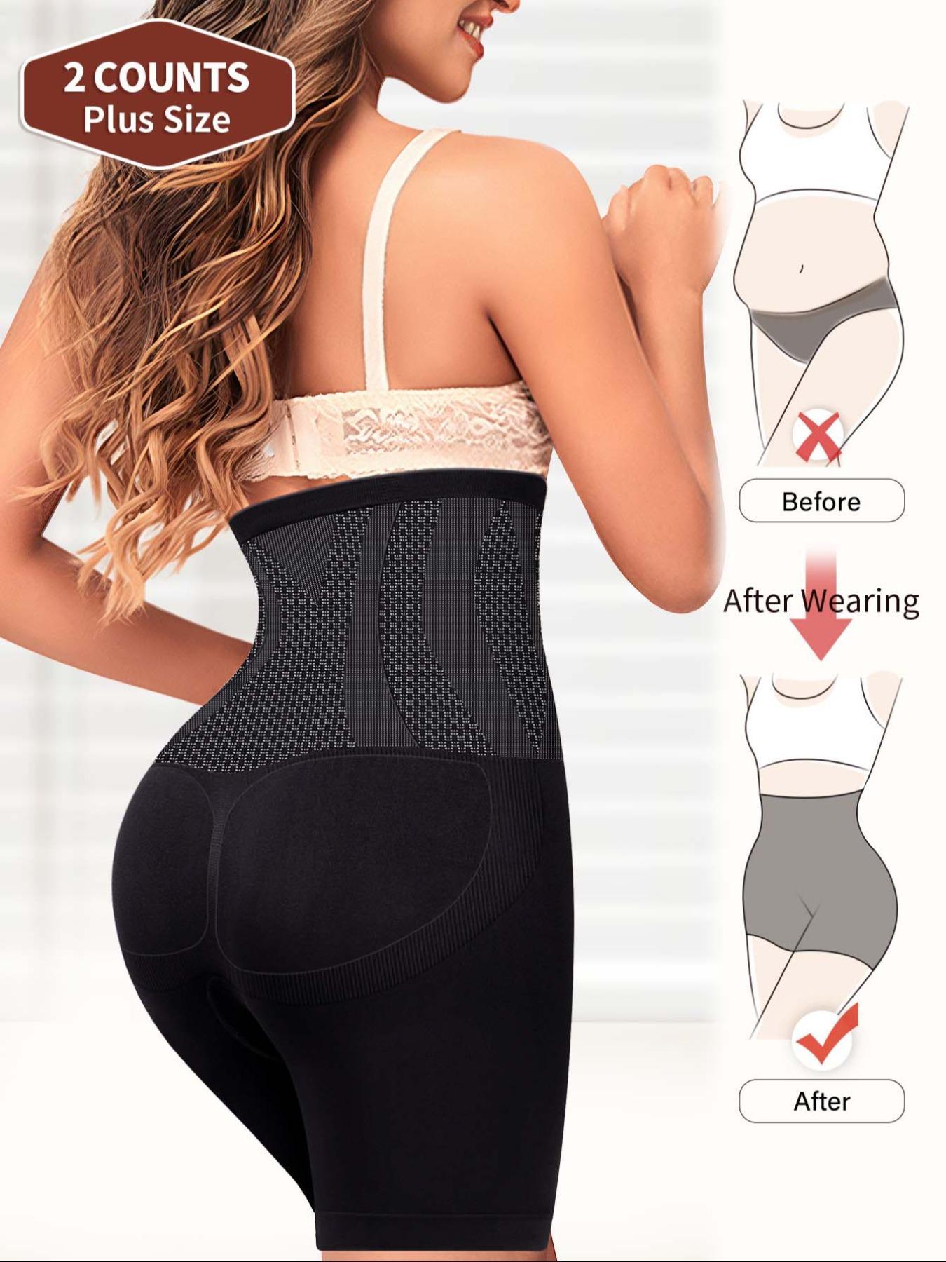 2-Pack MEIYATING  Women's Plus Size High-Waist Control Underwear, Seamless Shapewear Panties, Butt Lifting Leg Sculpting, Premium Quality