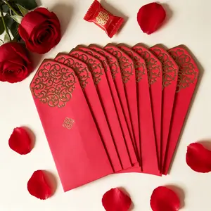 10 Pieces Wedding Gift Envelopes, Creative Gold Foil Double Happiness Design, Long Style Festive New Year Money Bags, Traditional Chinese Bridal Gifts