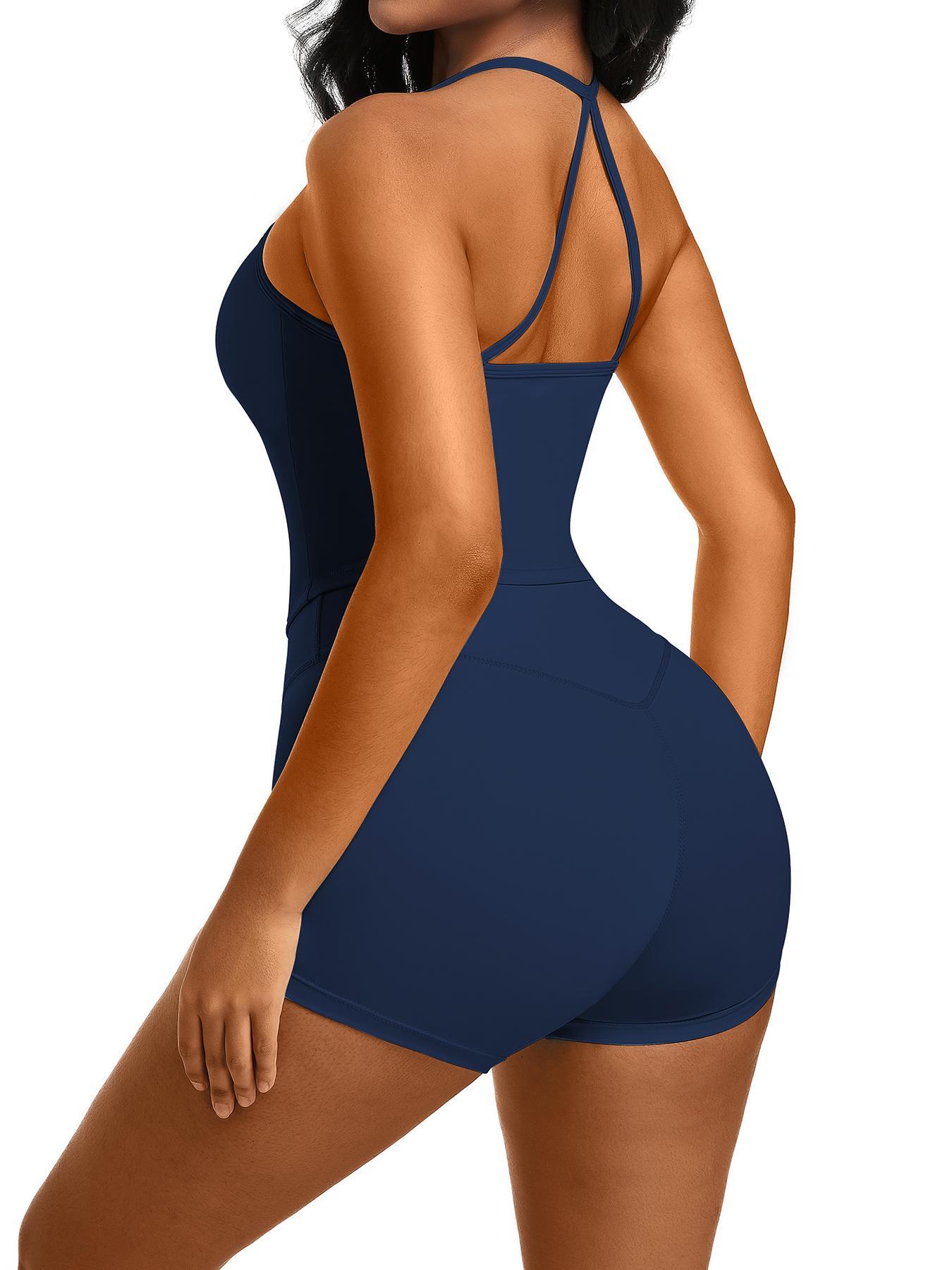 Women's Solid Cami Top & High Waist Shorts Sports Set, Breathable Comfortable Two-piece Outfits for Yoga Gym Workout Running, Ladies Summer Sportswear, Fitness Sportswear Set, Gym Clothes Workout