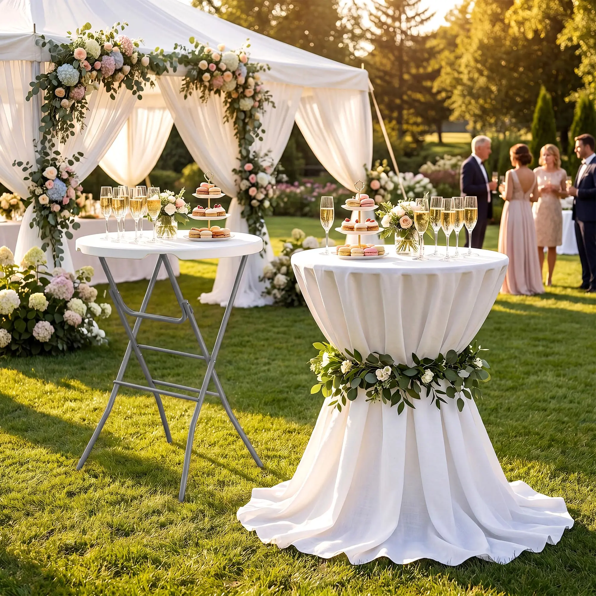 31.5" Folding Cocktail Table, HDPE Round High Top Table with Metal Frame & Locking Legs, Folding Bar Table,Portable Indoor Outdoor for weddings parties events