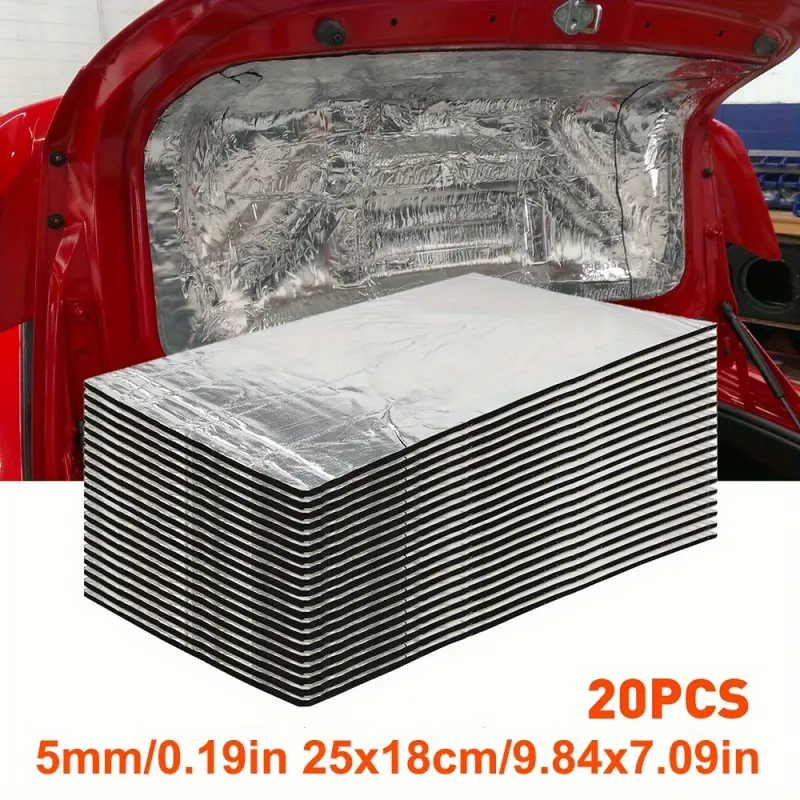 20-Piece 5mm Thick Automotive Soundproof Foam Pads: Engine Compartment Insulation, High-Temperature Resistant, Self-Adhesive, Easy to Install