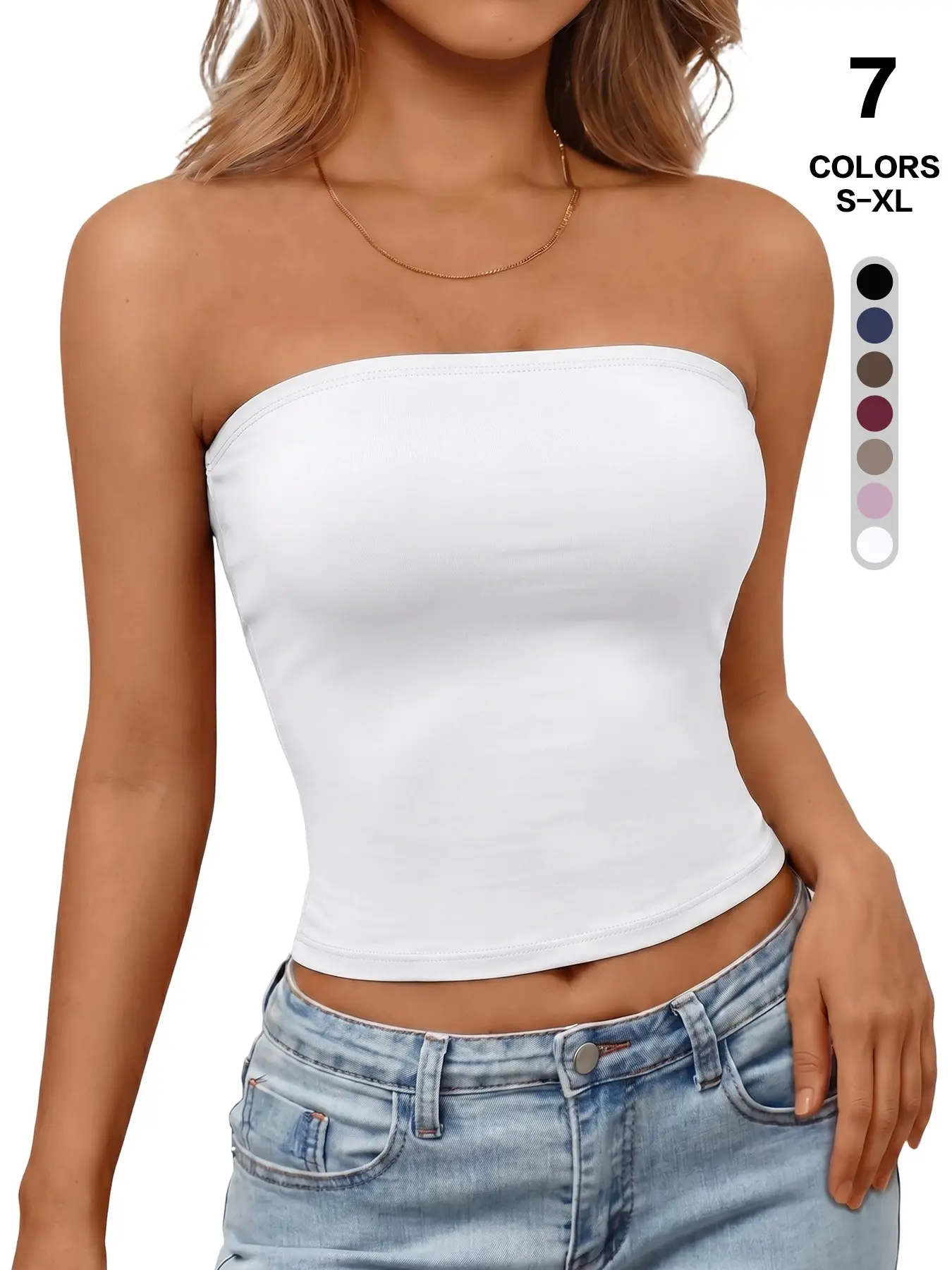 Basic High-Waisted Strapless Crop Top, Stretchy Form-Fitting Tube Top, Bandeau Tube Tops, Bodycon Tank Top, Solid Color, Versatile Slim Fit, Trendy Style, Casual Solid Sleeveless, Multiple Colors Available