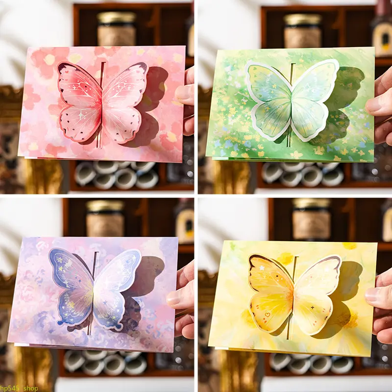 3D Pop-Up Butterfly Greeting Card With Envelope, Foldable Blank DIY Handwrite Stereo Card, Premium Ins Style Elegant Cardstock For Birthday & Couple Wishes, Exquisite Popout Butterfly Craft Create Surprise Visual Effect, Thick Sturdy Paper Not Easy To Cre