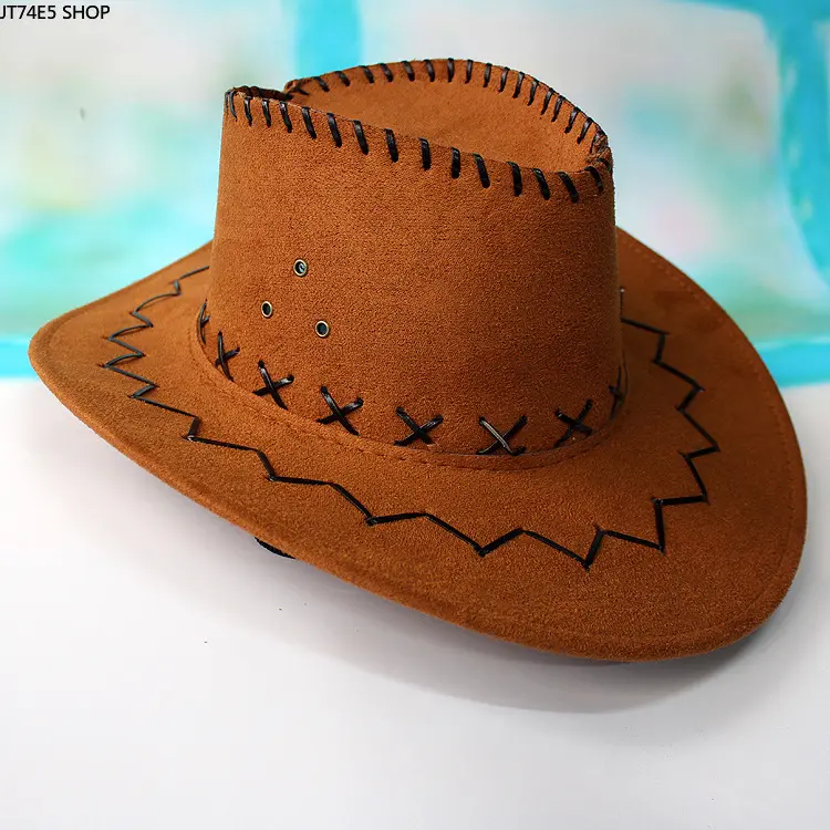 Western Cowboy Rider Hat, Mongolian Prairie Wide Brim Sun Hat, Unisex Summer Outdoor Hiking UV Protection Hat