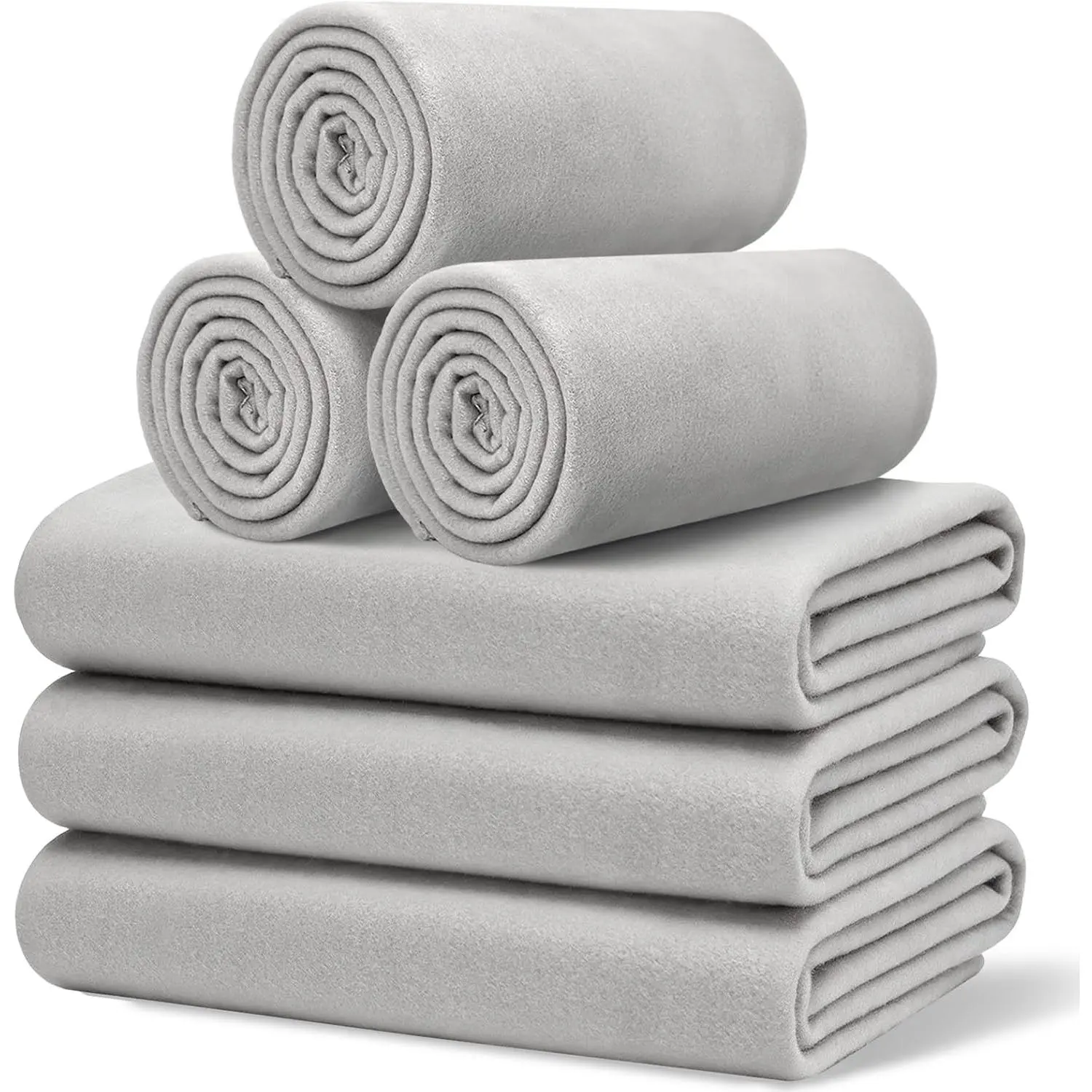 6 count Soft Fleece Throw Blankets 210GSM, 60x50 Inch - Lightweight Cozy Blankets Bulk,  Blankets in Bulk for Wedding Gifts & Homeless Donations (Gray)