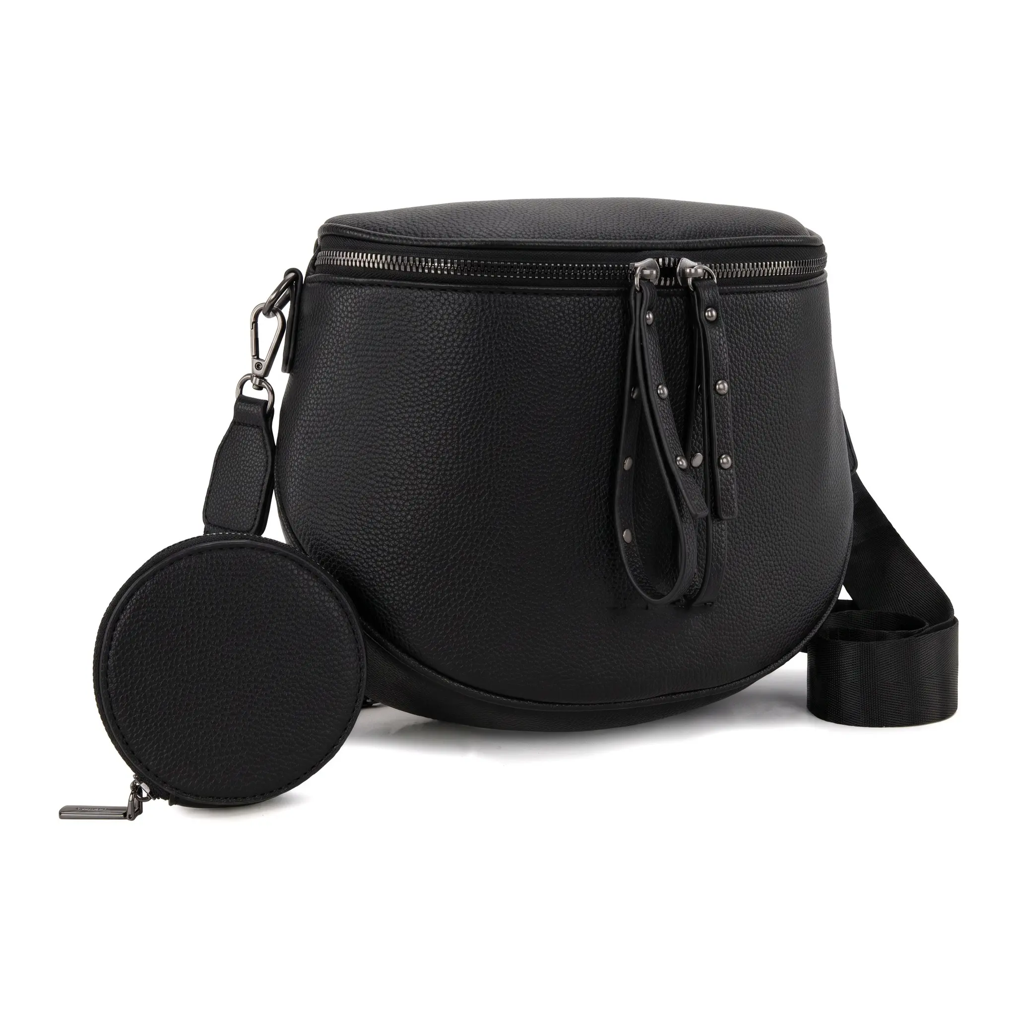 Saddle Bag for Women, Fashionable Vintage Solid Pebbled PU Leather Crossbody Purse with an Adjustable Strap, Zipper, Fashionable Bags