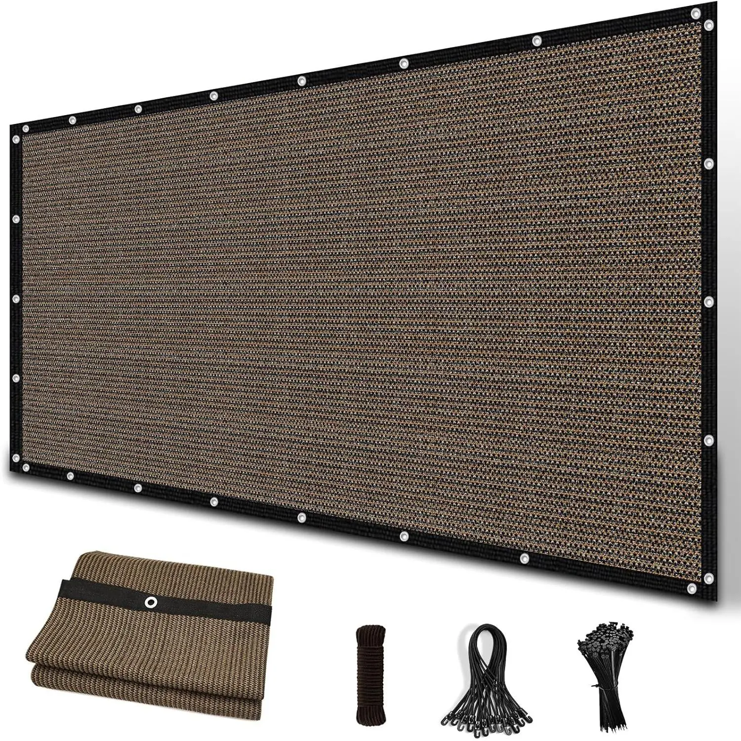 90% Sun Shade Cloth with Grommets, 8' x 10' Pergola Replacement Shade Cover Canopy Privacy Screen  Outdoor Patio Garden, Mocha (We Customized)