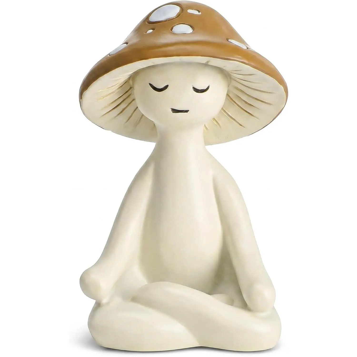 Meditation Mushroom Figurine  - Yoga Mushroom Statue for Desk Shelf Garden Decor, Cute Zen Mushroom Sculpture Figurine for  Office Patio Decoration