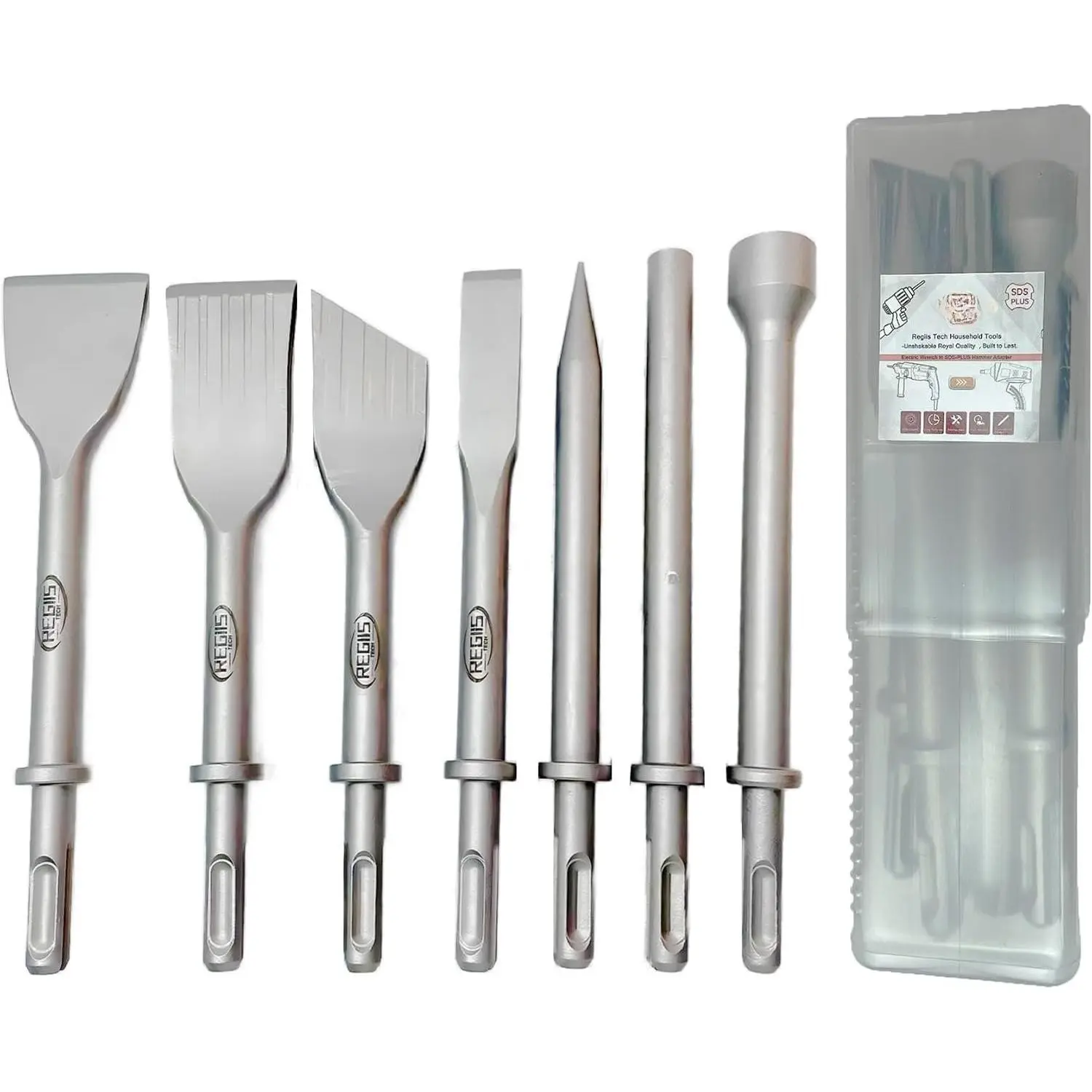 7- -Purpose Pneumatic Hammer Chisel &  Plus Rotary Hammer Drill Bit Set, Air Hammer Chipping Bits for Concrete, Masonry, Stone, Brick & Demolition