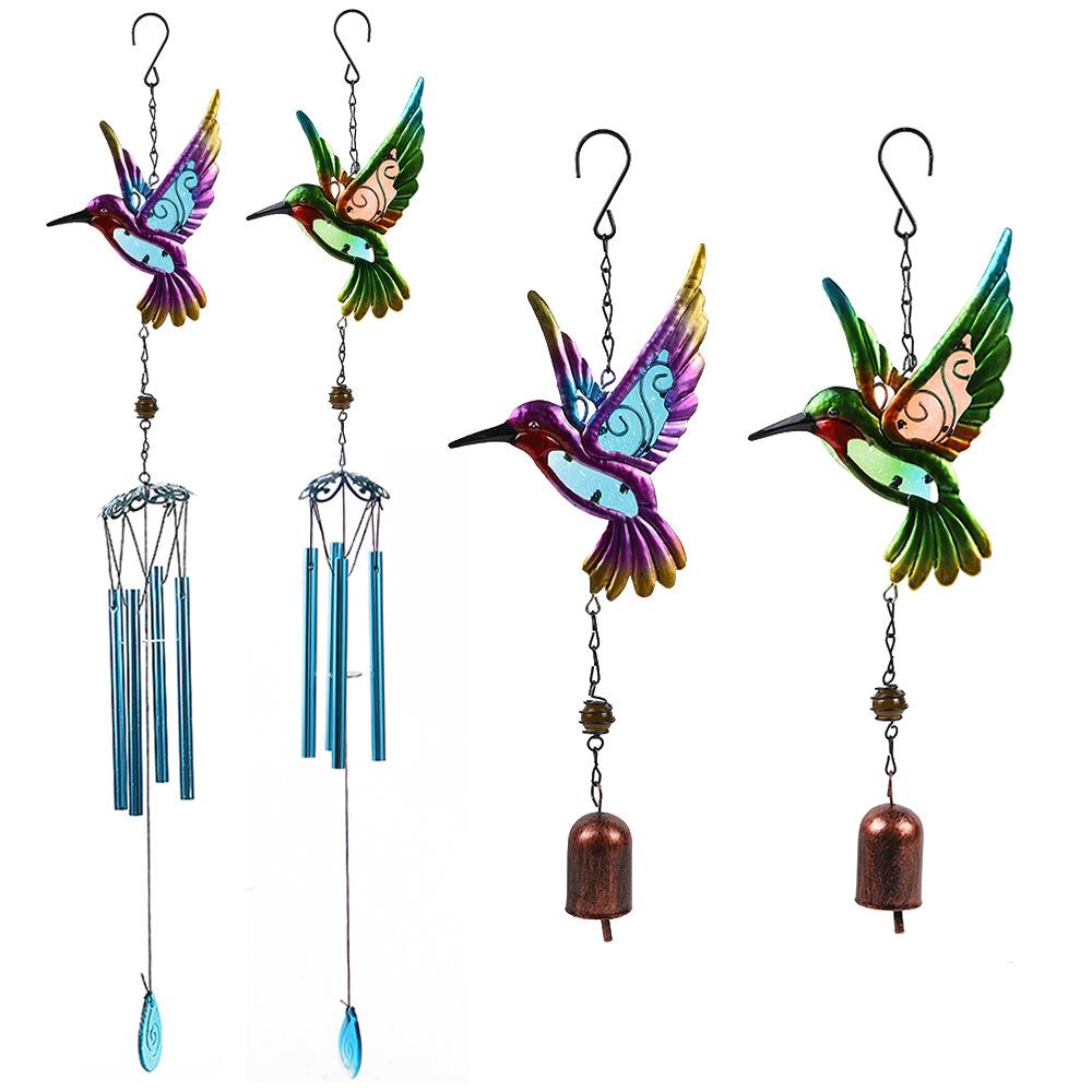 Metal Wind Chime Hanging Ornament — Painted Glass & Spray-Painted Craftwork — Courtyard & Garden Hanging Decor