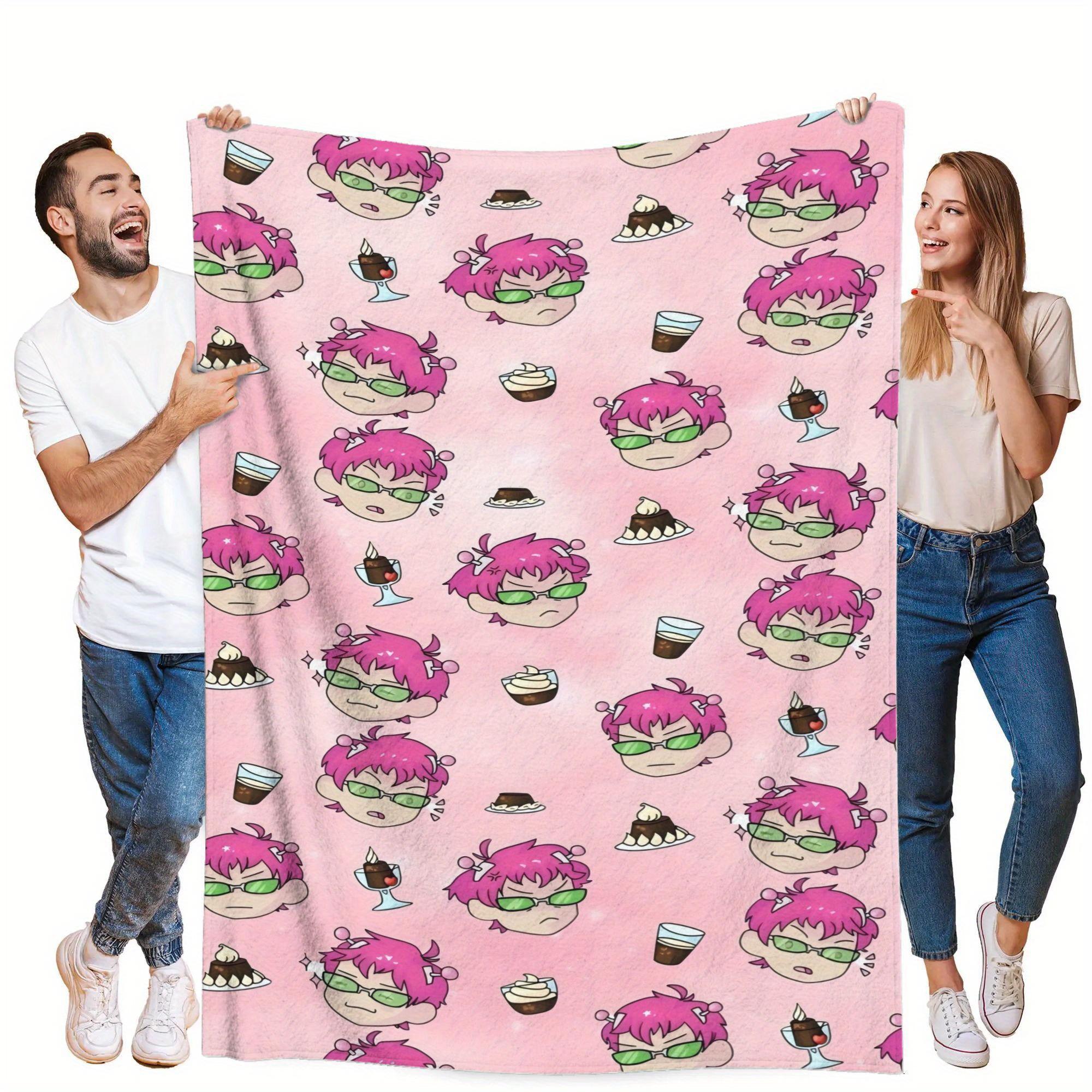 The Disastrous Life of Saiki K Inspired Ultra-Soft Flannel Blanket - Colorful Cartoon Design, All-Season Cozy Throw for Living Room, Office, Sofa & Travel, Perfect Gift for Fans, Home Decor Accessory, Travel Blanket-280GSM