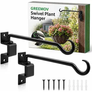 16 inch 2 Pack Swivel Plant Hangers Outdoor Heavy Duty - Black Iron Plant Hanging Hook Bracket for Flowers Baskets Pots Bird Feeder Lanterns Wind Chimes