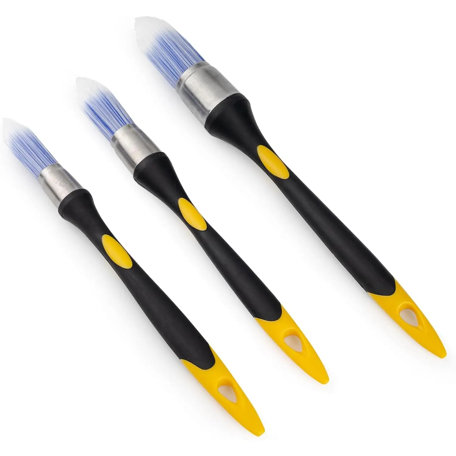 Round Trim Brush Set, 3 count  Brushes for Trim, Tight Space | Corner  Brush, Small Crevice  Brush Edger for  up, Detail Work, Window Trim, Door-5/8”, 3/4” and 1”