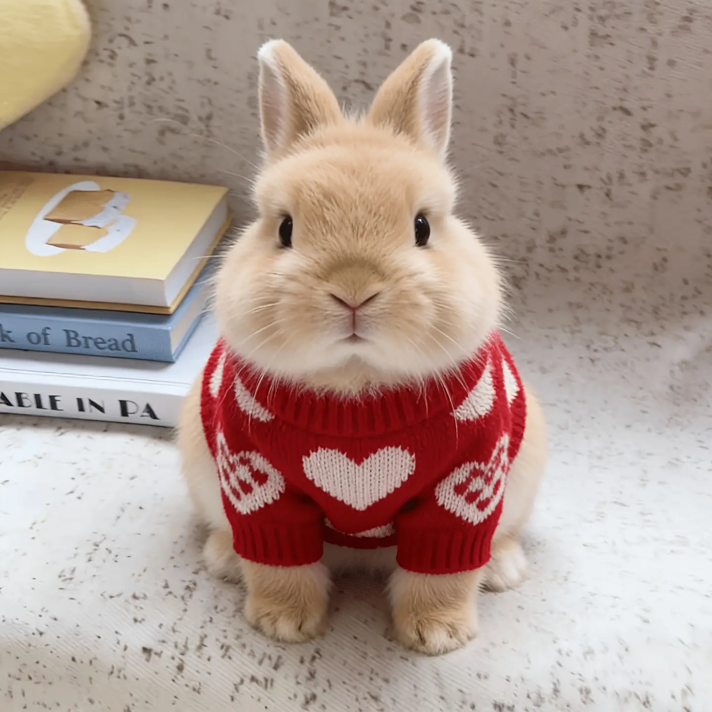 Pet Rabbit Winter Clothes, Red Pet Sweater, Festive Warm Sweater for New Year, Dwarf Rabbit, Lop Eared Baby Rabbit