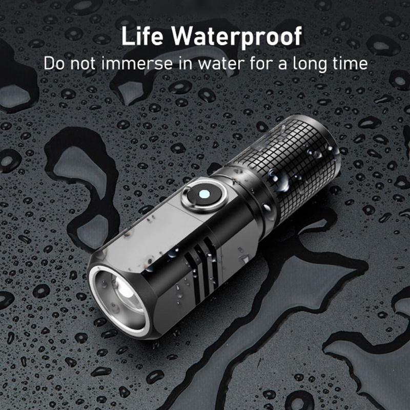 10000 LM mini powerful led flashlight xhp50 built-in battery 3 modes usb rechargeable flashlights flash light edc torch lamp