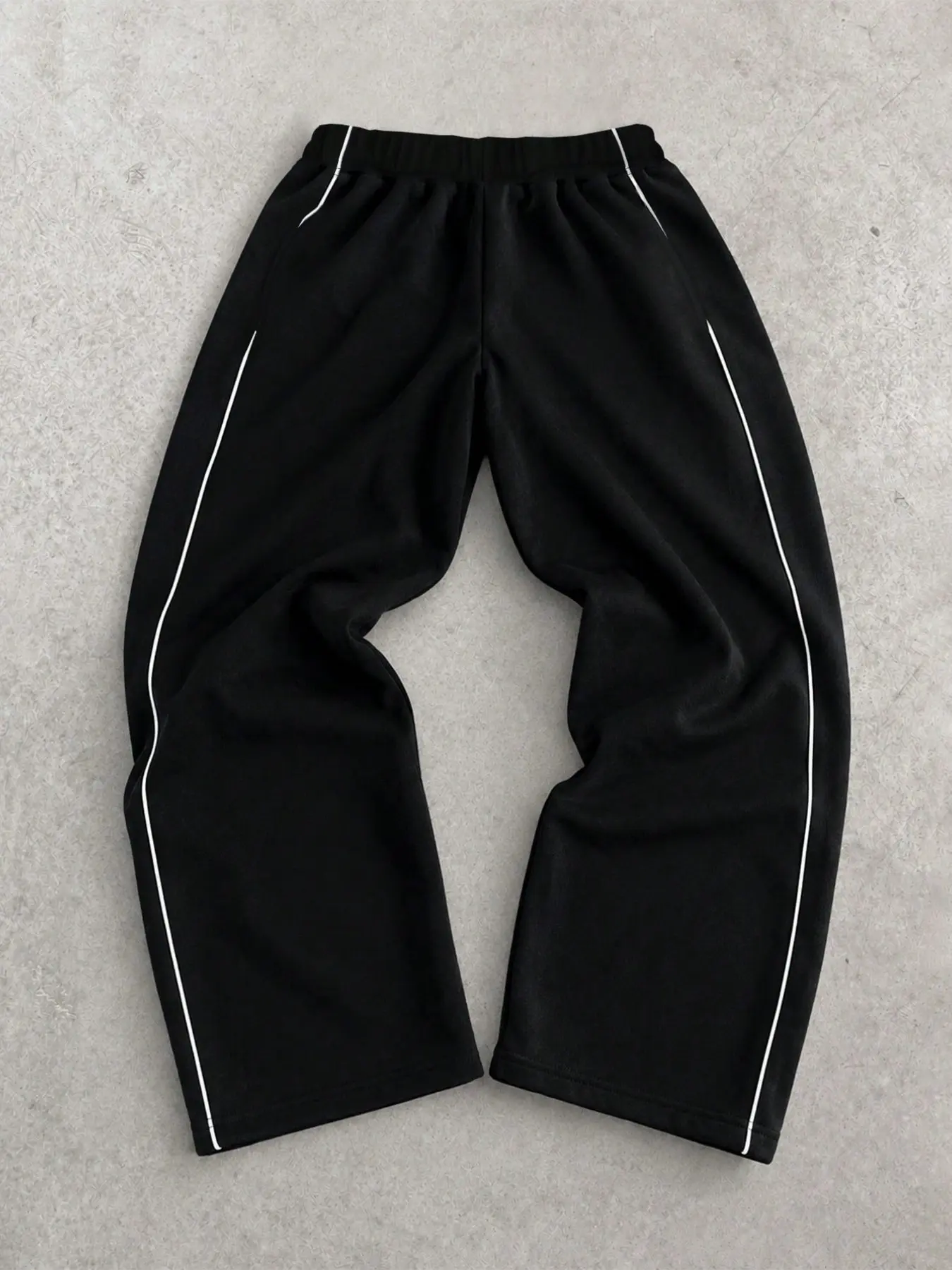 Unisex Side White Stripe Wide Leg Sweatpants, Elastic Regular Fit Drawstring Casual Trousers, Casual Bottoms, Athleisure Design, For Street Summer Wear