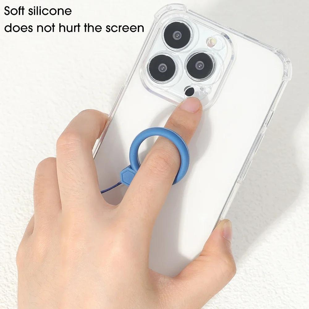 Soft Silicone Wrist Strap Lanyard for IPhone 15 14 Samsung S24 Xiaomi Keychain Lanyards Finger Ring Mobile Phone Hanging Rope