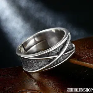 Open Band Statement Ring| Punk Gothic Anime Core Viral Streetwear Staples, Retro Time Space Goku Black Hand Carved Openwork Adjustable Ring, Handcrafted Designer Unisex Finger Jewelry For Men Women, Versatile Daily Cosplay Decor, Unique Collectible Gift