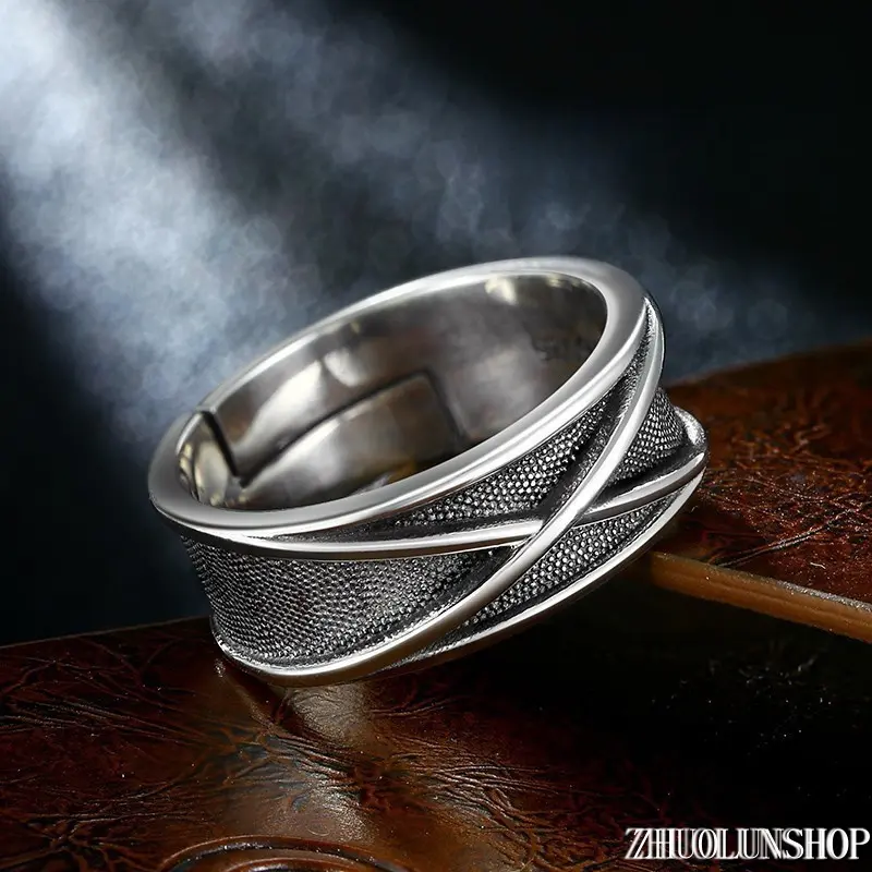 Open Band Statement Ring| Punk Gothic Anime Core Viral Streetwear Staples, Retro Time Space Goku Black Hand Carved Openwork Adjustable Ring, Handcrafted Designer Unisex Finger Jewelry For Men Women, Versatile Daily Cosplay Decor, Unique Collectible Gift