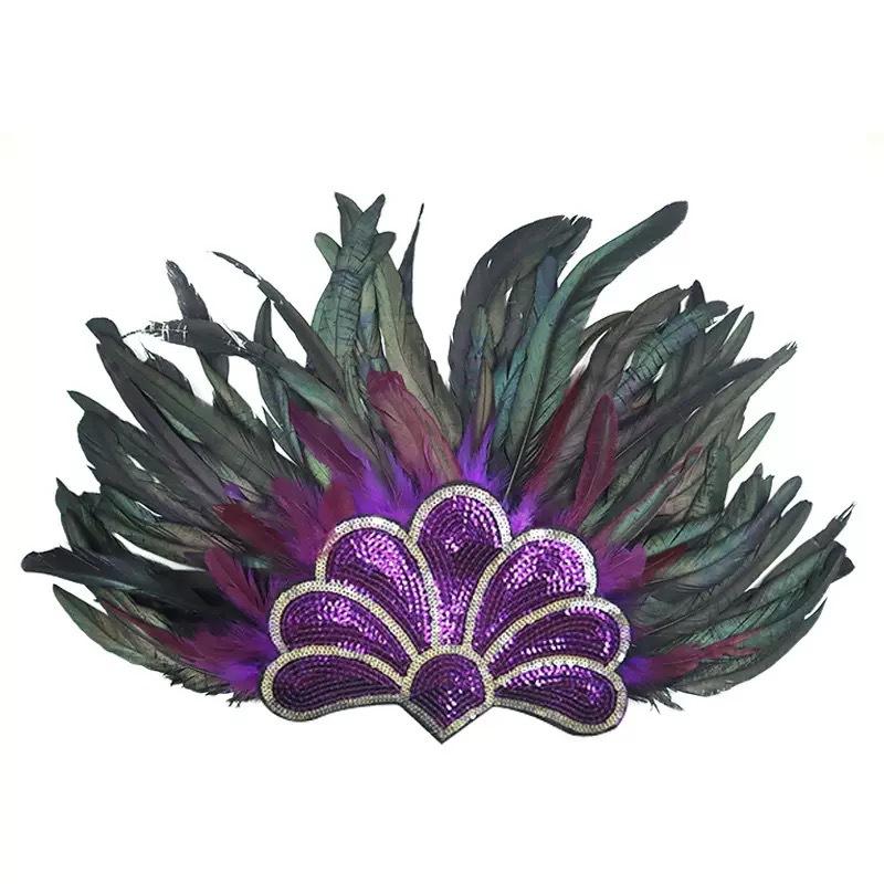 New Feather Headdress Indian Headdress Carnival Adult Show Performance Decoration Black