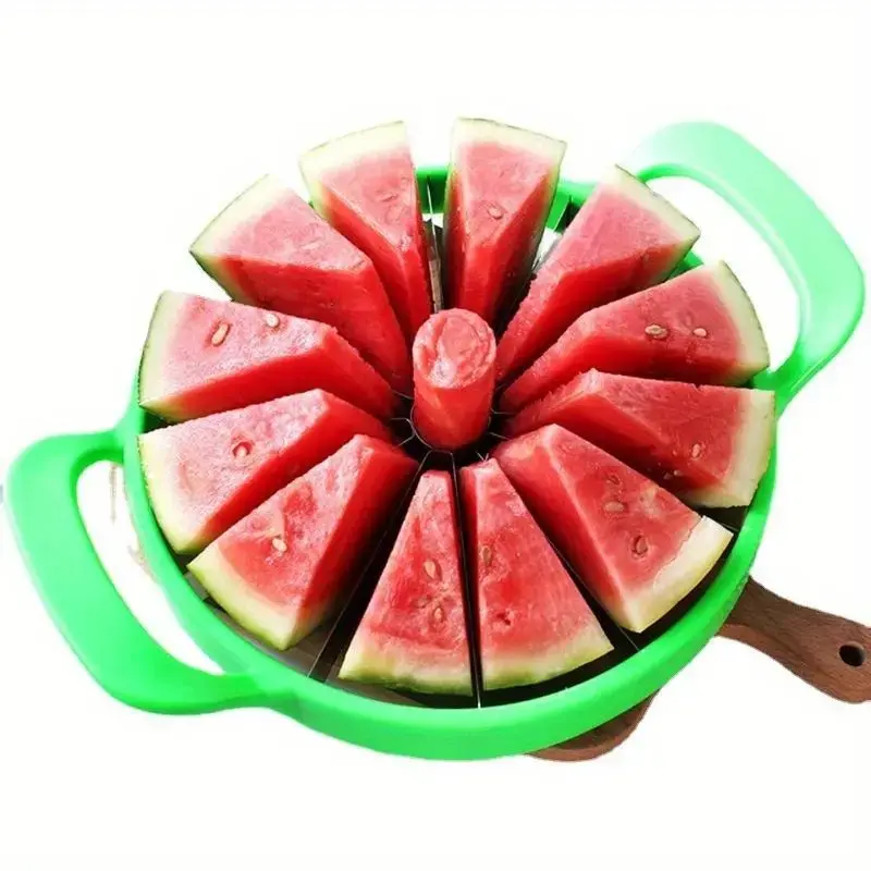 🍉 Slice Watermelon Fast with Ease｜Stainless Steel Fruit Slicer, Kitchen Fruit Utensil for Cantaloupe, Home Kitchen Serving, Easy-Grip Manual Cutter