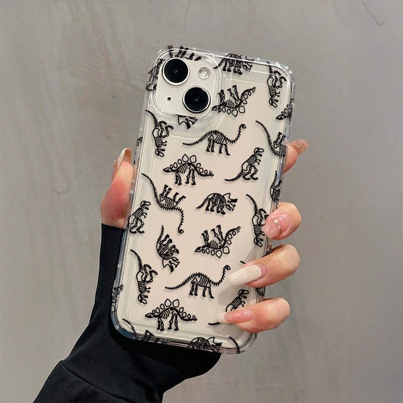 1 transparent dinosaur fossil TPU material anti-drop case with precise hole positioning and full protection, suitable for Apple iPhone cases iPhone6/7/8/X/11/12/13/14/15/16 pro/16 Pro max/16plus