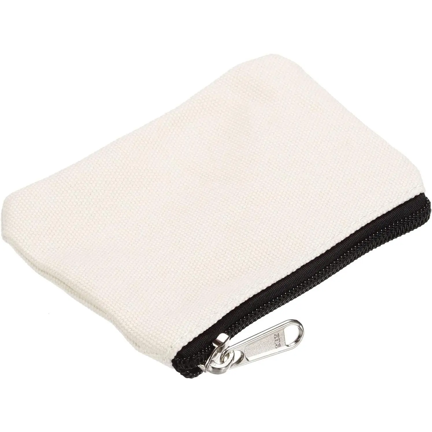 3" x 5"  Purse Pouch, Change Purses Small Organizer Bags with Zipper Canvas for , White