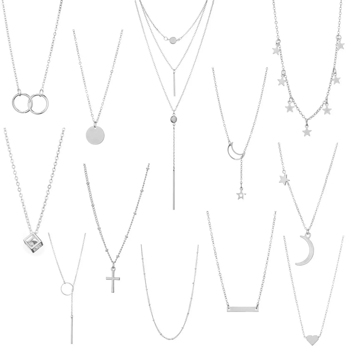 12Pcs Layered Choker Necklace Fashion Multilayer Chain Necklace Simple Gold Necklace Set for Women