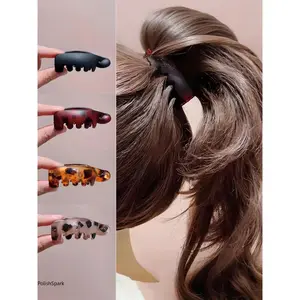 4Pcs Curved Ponytail Lift Volumizing Claw Clips for Women Girls, Non Slip High Ponytail Holder Hair Jaw, Suitable for Thick & Thin Hair Daily Styling Accessories