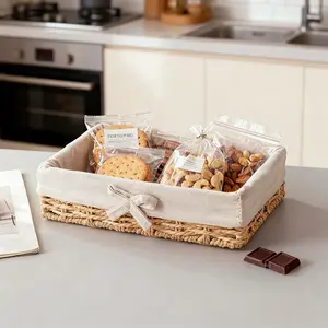 Small Bamboo-Style Kitchen Storage Basket, Desktop Spice Container Organizer, Kitchen Organizers and Storage, Baskets for Organizing, Random Color, Ideal for Kitchen Clutter Management, Organization Baskets
