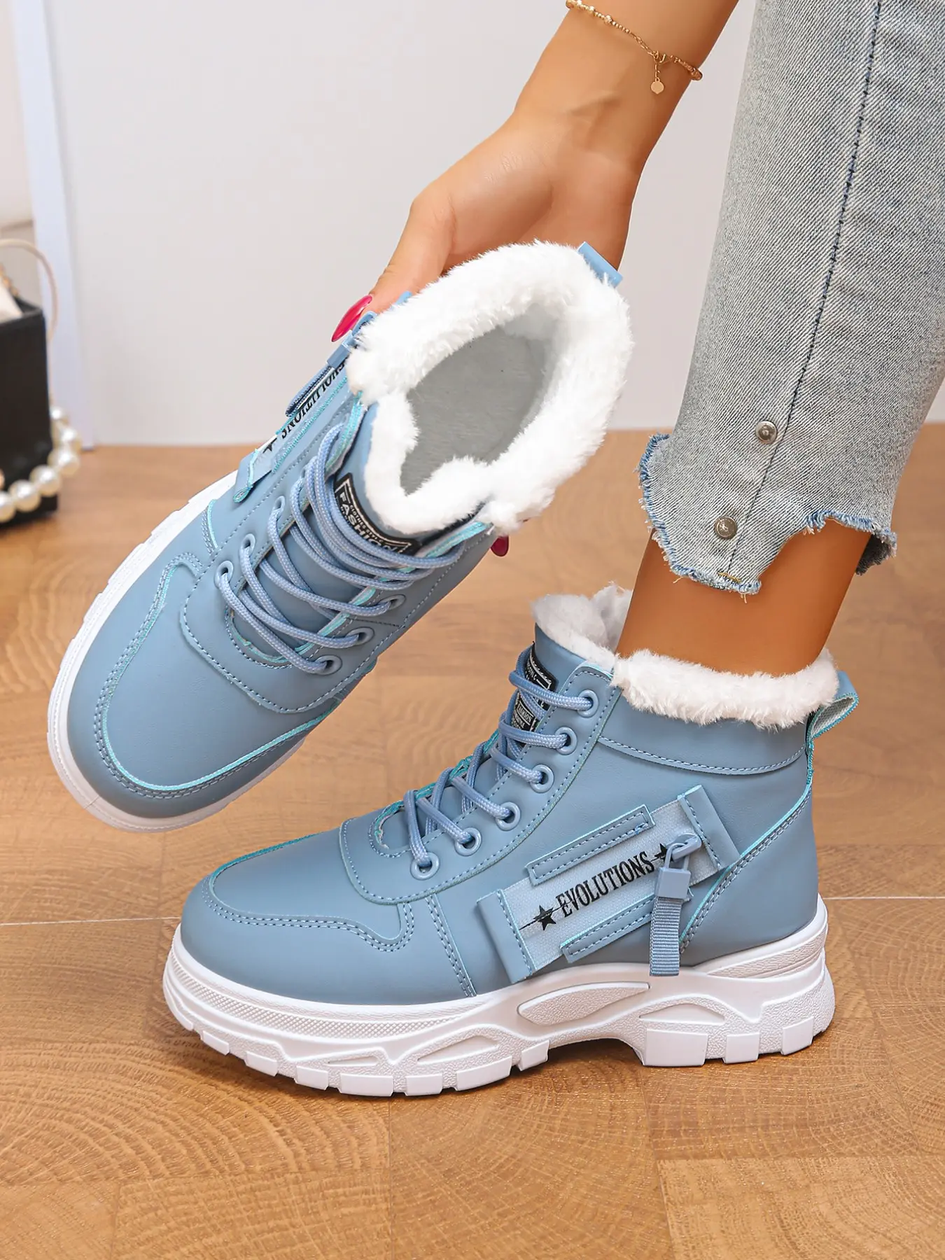 Women's Thick Plush Lined Warm Boots, Winter Outdoor Snow Shoes, Anti-Slip Durable High Top Work Boots, Casual Fall & Winter Footwear, Casual Ankle Boots