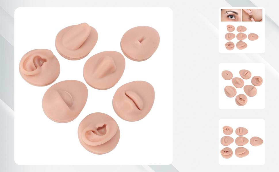 Body Piercing Practice Model Simulation Silicone Ear Eye Nose Mouth Tongue and Belly Button Model for Novice Piercer Medium Skin Color Body Piercing Practice Model Simulation Silicone Ear Eye Nose Mouth Tongue and Belly Button Model for Novice Piercer Medium Skin Color