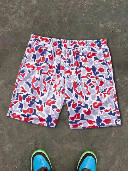 Unisex Camo Print Shorts, Regular Fit Casual Street Shorts for Summer, Fashion Men's Bottoms for Daily Wear
