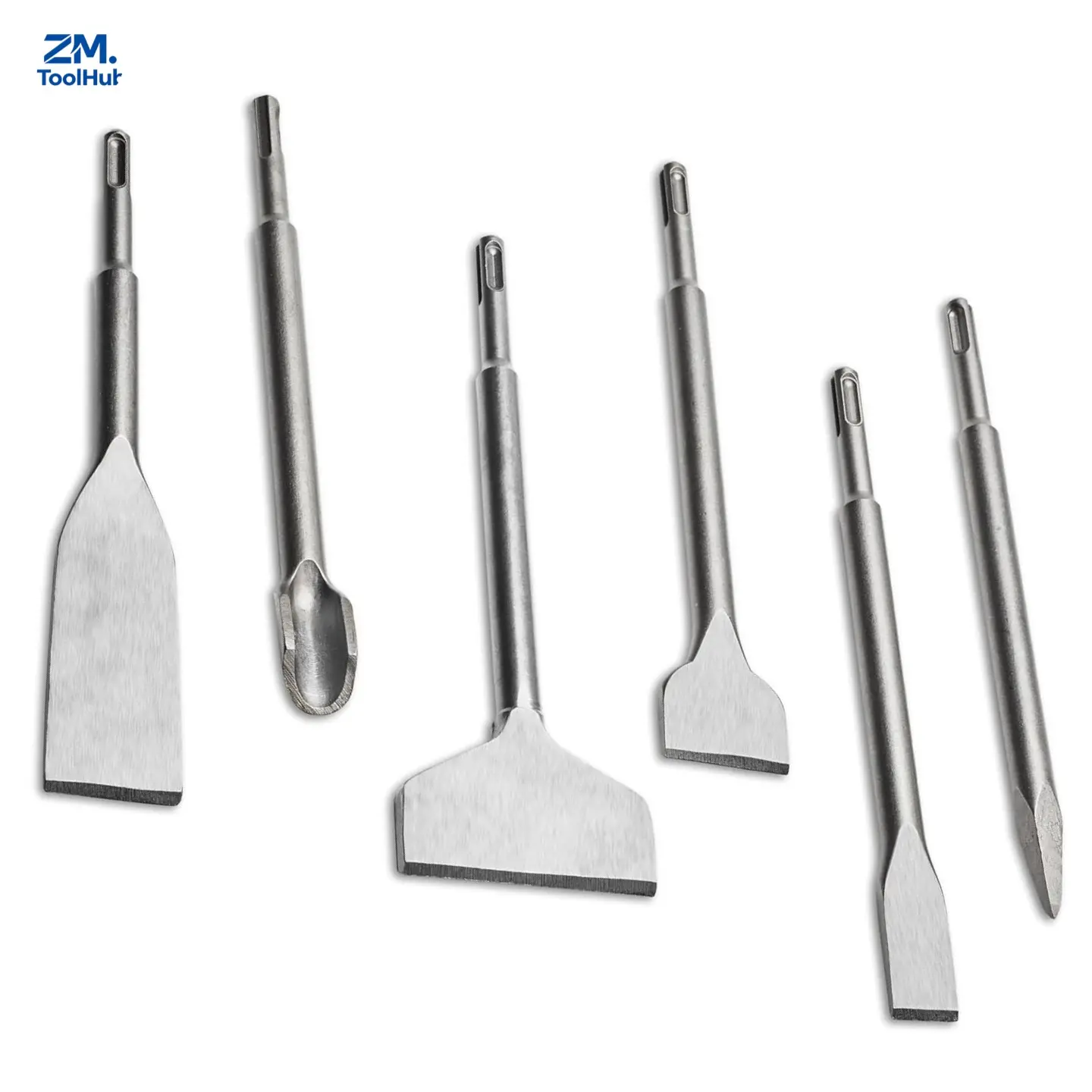 6pcs SDS Plus Masonry Chisel Set, 40CR Steel SDS Plus Compatible Chisels, Heavy Duty Power Tool Accessories for Tile Removal, Wall Chasing, Floor Scraping