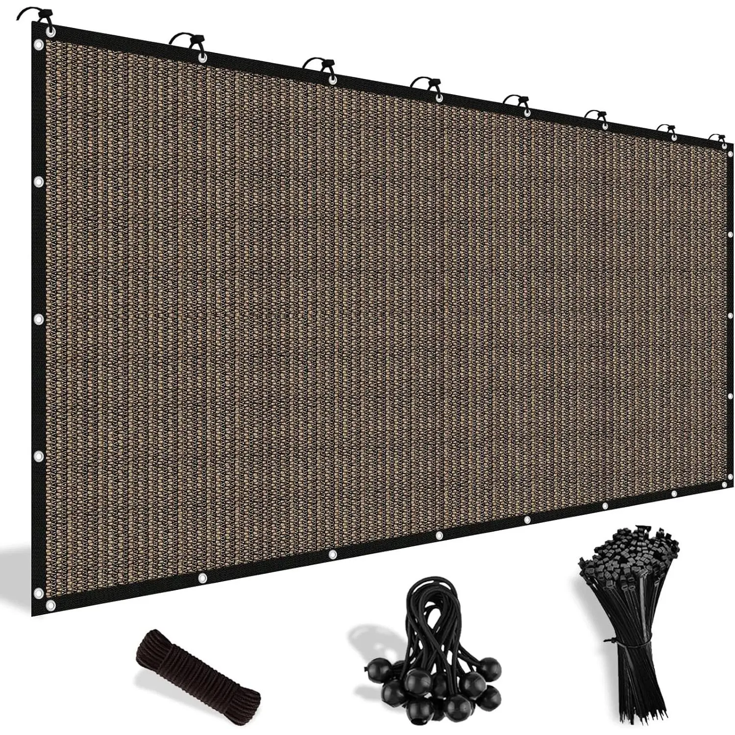 90% Sun-Blocking Grommeted Mesh Tarp, 8x12 ft Pergola Shade Cover, Outdoor Patio Backyard Sun Screen, Mocha, 8X12 Feet