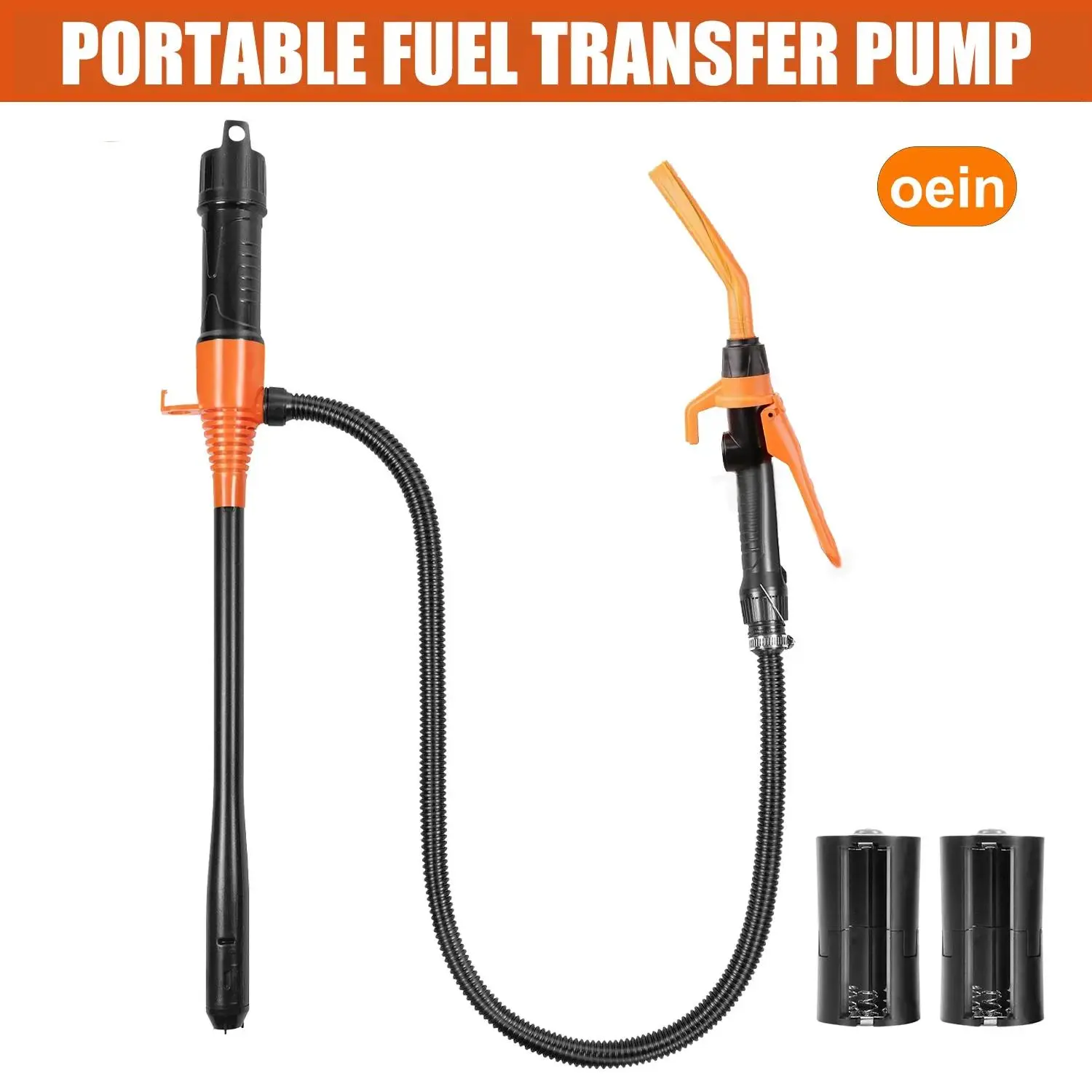 oein Fuel Transfer Pump, Electric Canister Pump, Battery Operated Liquid Transfer Pump, Battery Powered Pump, Cordless Pump, with Gun Nozzles, Hose & Flow Control Nozzle, for Petrol Diesel Kerosene