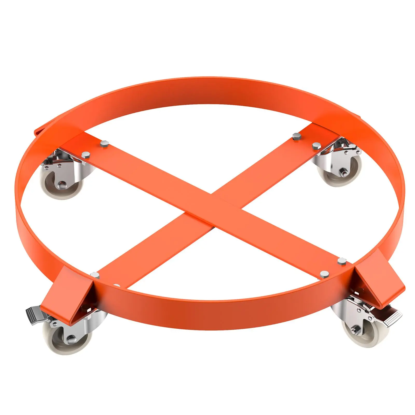 Heavy Duty Drum Dolly for 55 Gallon Drums – 1250 lbs Capacity – Steel Construction with 4/5 Swivel Casters and Brakes – Non-Tipping Design for Warehouse and Industrial Material Handling – Global 24" Platform