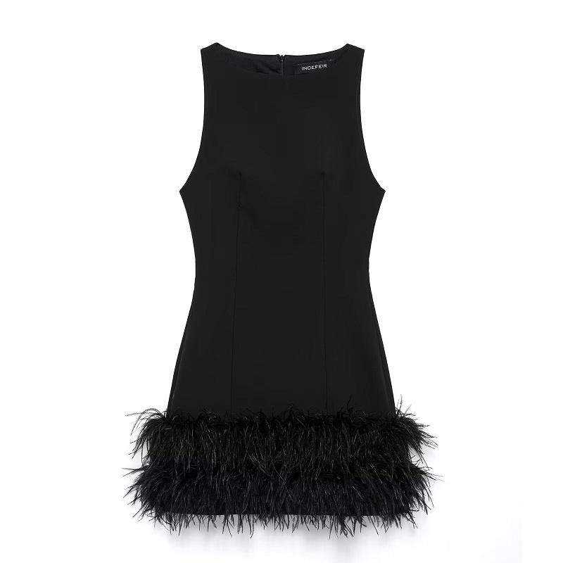 Feather Mini Dress Women Black Sleeveless Corset Dress Woman off Shoulder Party Dresses for Women Luxury Short Dresses