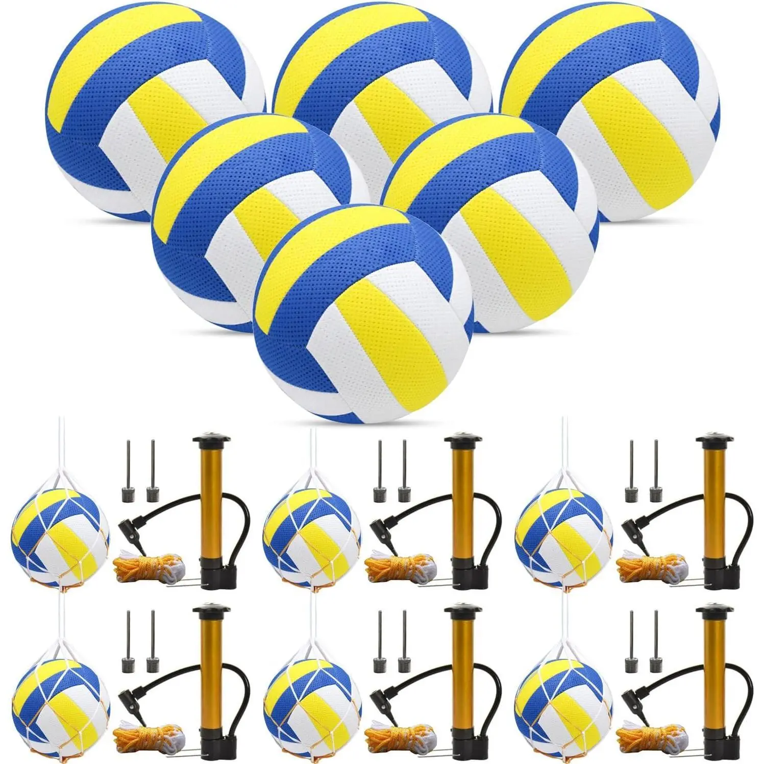 Sazoemao 6 Pack Official Size 5 Volleyball Balls Volley Ball of Synthetic Leather,Includes Ball Pump and Net Bag,Competition Volleyball for Indoor Outdoor…
