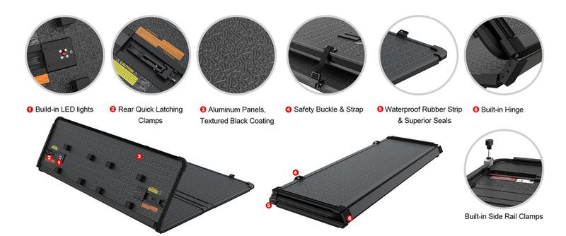 For 2002-2026 Dodge Ram 1500 2500 3500Inclu. Classic & New Body Fleetside (for Models w/o Ram Box) Aluminum Hard Folding Tonneau Cover Truck Bed