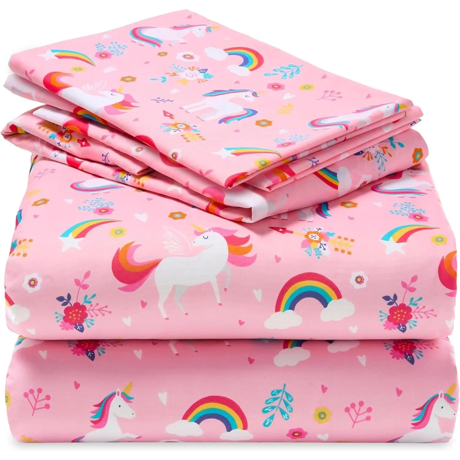 Kids Full Sheet Set Unicorn - 4 Piece Soft Microfiber Bed Sheets - Deep Pocket Wrinkle Free, Cozy Toddler Bedding Set, Fade Resistant Breathable for Boys Girls Teens