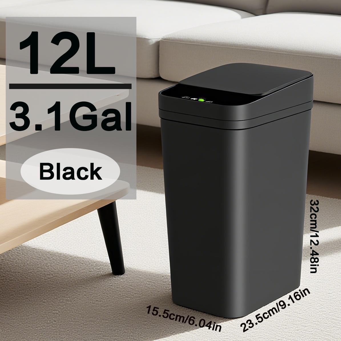 1-pack Black Auto Touchless Trash Can with Motion Sensor - 3.1 Gallon, Hands-free, 3 Modes, Ultra-slim Small Bin for Bathroom, Bedroom, Office, Kitchen, Trash Can, Automatic Trash Can