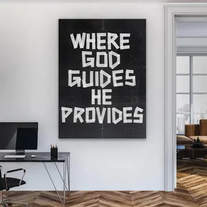 Where God Guides He Provides Wall Art |   Christian Canvas Print |   Bible Verse Poster |   Religious Home Decor |   Faith Quote Art - Wall Art Posters-An Excellent Gift Choice.