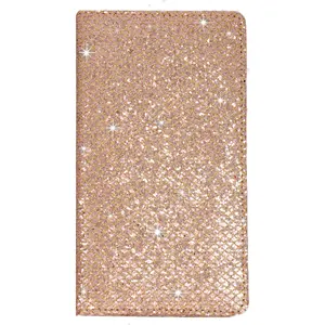 Sanlykate Glitter Bling Checkbook Cover for Girl Women, Shiny Rhombus Pattern RFID Blocking PU Leather Standard Register Check Book Case for Personal Checks with Pen Holder Divider, Diamond Rose Gold