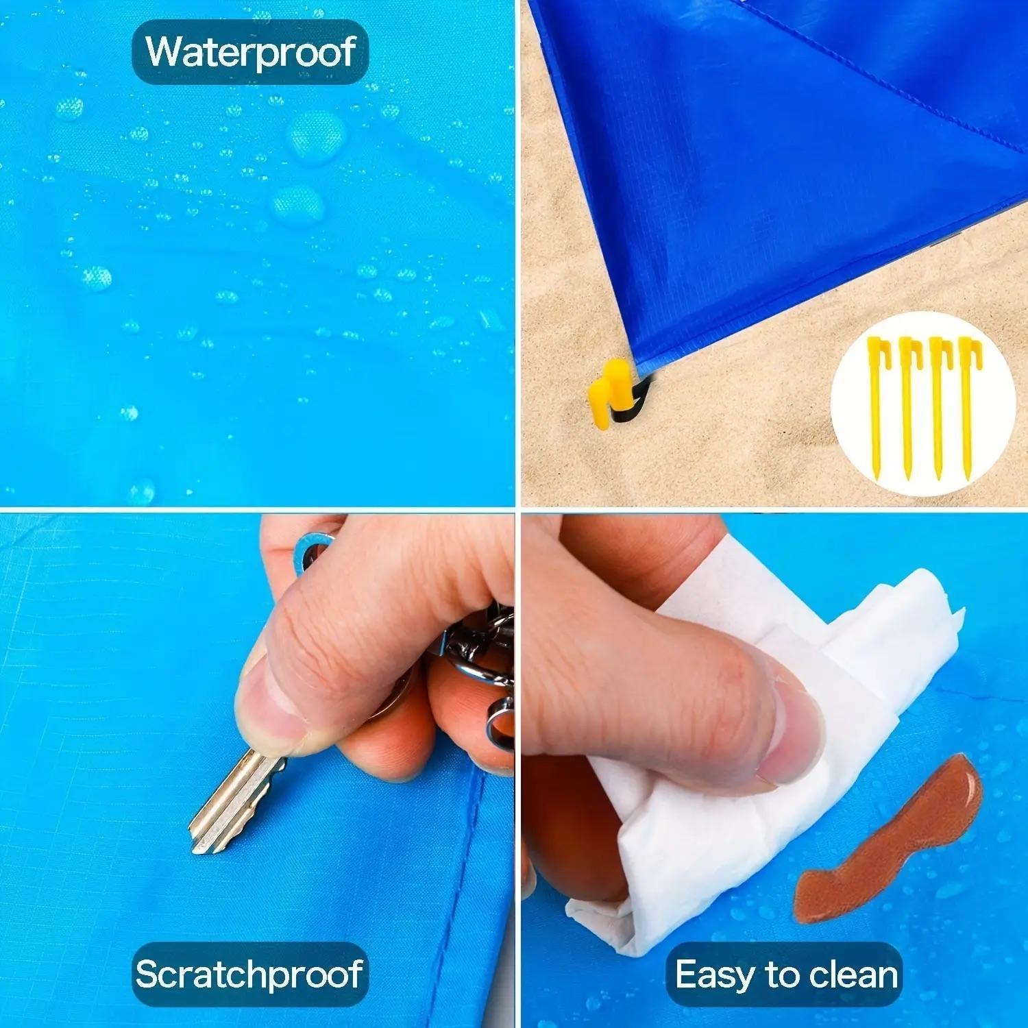 Stripe Pattern Waterproof Beach Blanket, 1 Count Lightweight & Sandproof Picnic Mat for Travel, Camping, Hiking, Stylish Stripe Pattern Outdoor Blanket for Adults, Beach Essentials