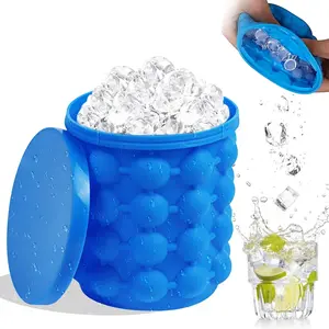 Portable Ice Bucket, Large Two-In-One Ice Maker, 3D Cube Mold, Ice Molds, Cocktail Tool, Suitable for Frozen Food, Drinks, Cocktails, All Seasons
