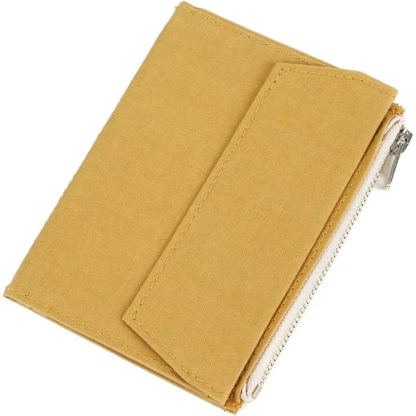 Zipper Pocket for Travelers Notebook, 1 Insert Pouch Refill for TN Accessories Paper Card Holder Storage Bag (Passport Size,Yellow)