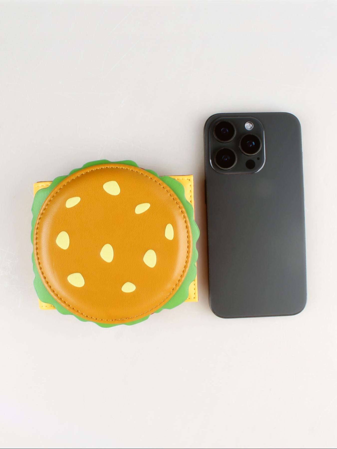 Cute Hamburger Shaped Bifold Wallet, Colorblock Card Holder, Fashionable Moneybag for Women & Girls, Casual Trendy Versatile High-quality Daily Wallet, Pu Leather Wallet