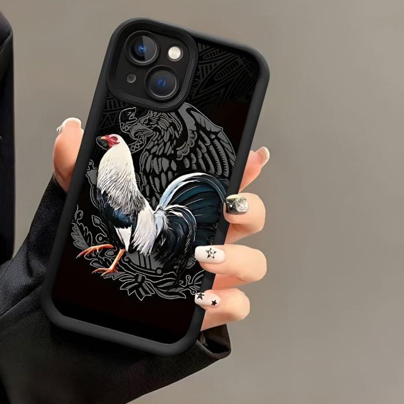 Case for iPhone 16 Pro Max 15 Plus 14 13 12 11 XS XR Cool Creative Rooster Pattern Shockproof Silicone Protective Softcase